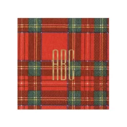 Personalized Monogram Royal Plaid Cocktail Napkins