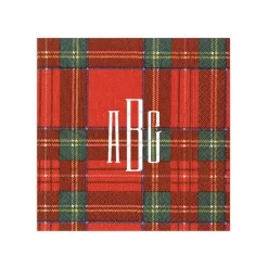 Personalized Monogram Royal Plaid Cocktail Napkins