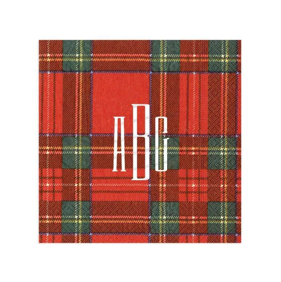 Personalized Monogram Royal Plaid Cocktail Napkins