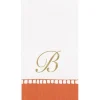 Personalized Single Initial Linen Border Guest Towel Napkins