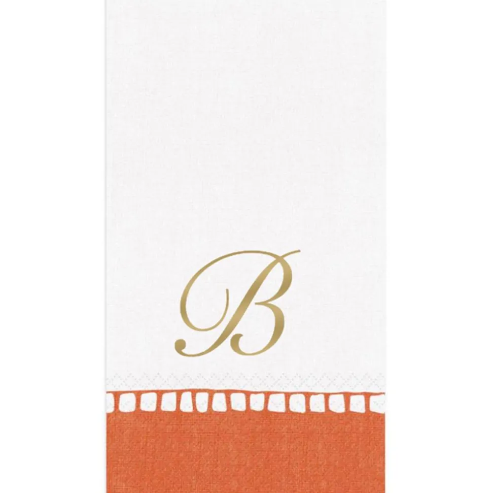 Personalized Single Initial Linen Border Guest Towel Napkins