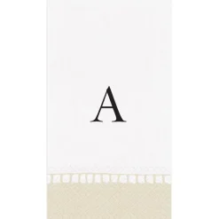Personalized Single Initial Linen Border Guest Towel Napkins