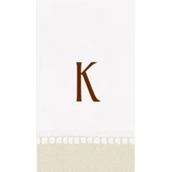 Personalized Single Initial Linen Border Guest Towel Napkins
