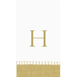 Personalized Single Initial Linen Border Guest Towel Napkins