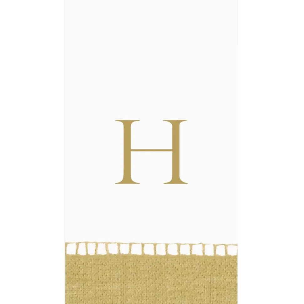 Personalized Single Initial Linen Border Guest Towel Napkins