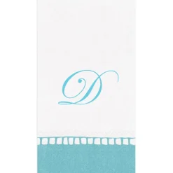 Personalized Single Initial Linen Border Guest Towel Napkins