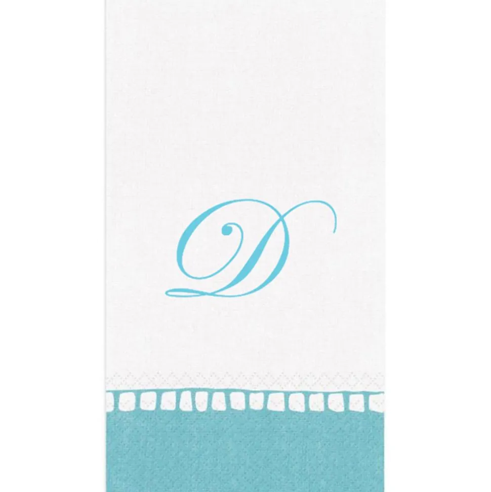 Personalized Single Initial Linen Border Guest Towel Napkins