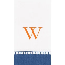 Personalized Single Initial Linen Border Guest Towel Napkins