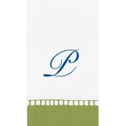 Personalized Single Initial Linen Border Guest Towel Napkins