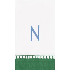 Personalized Single Initial Linen Border Guest Towel Napkins