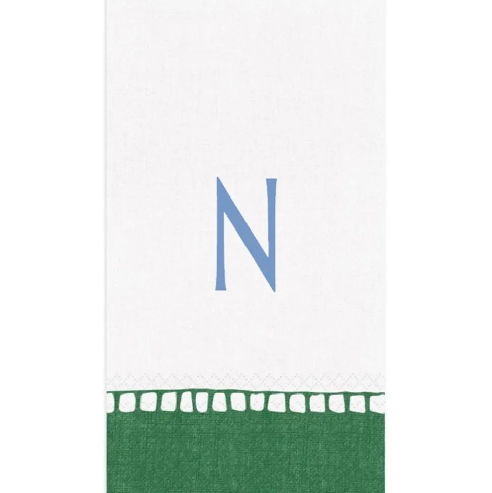 Personalized Single Initial Linen Border Guest Towel Napkins