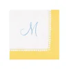 Personalized Single Initial Linen Border Cocktail Napkins