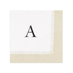 Personalized Single Initial Linen Border Cocktail Napkins