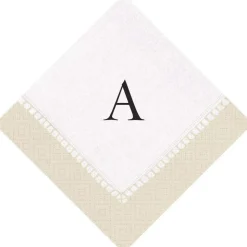 Personalized Single Initial Linen Border Cocktail Napkins