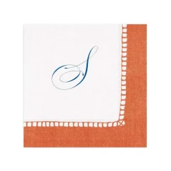 Personalized Single Initial Linen Border Cocktail Napkins