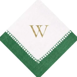 Personalized Single Initial Linen Border Cocktail Napkins