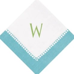 Personalized Single Initial Linen Border Cocktail Napkins