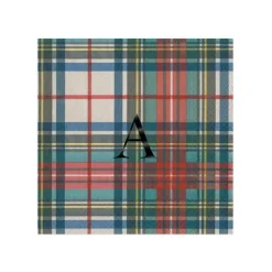 Personalized Single Initial Dress Stewart Tartan Cocktail Napkins