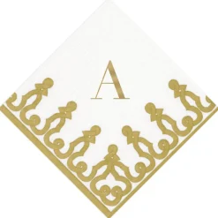 Personalized Single Initial Passementerie Cocktail Napkins