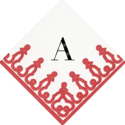 Personalized Single Initial Passementerie Cocktail Napkins