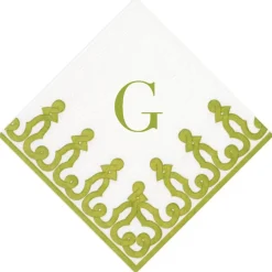 Personalized Single Initial Passementerie Cocktail Napkins