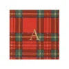 Personalized Single Initial Royal Plaid Cocktail Napkins