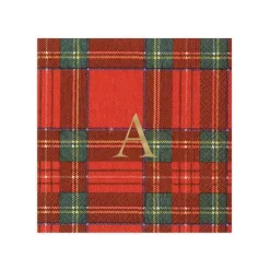 Personalized Single Initial Royal Plaid Cocktail Napkins