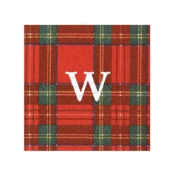 Personalized Single Initial Royal Plaid Cocktail Napkins