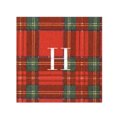 Personalized Single Initial Royal Plaid Cocktail Napkins