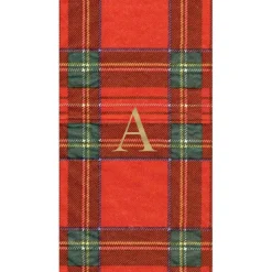 Personalized Single Initial Royal Plaid Guest Towel Napkins