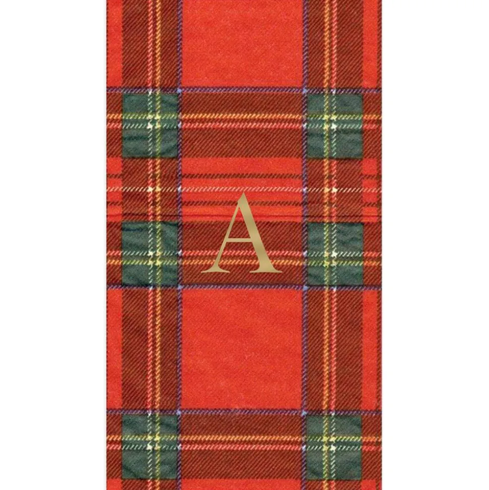Personalized Single Initial Royal Plaid Guest Towel Napkins