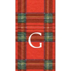 Personalized Single Initial Royal Plaid Guest Towel Napkins