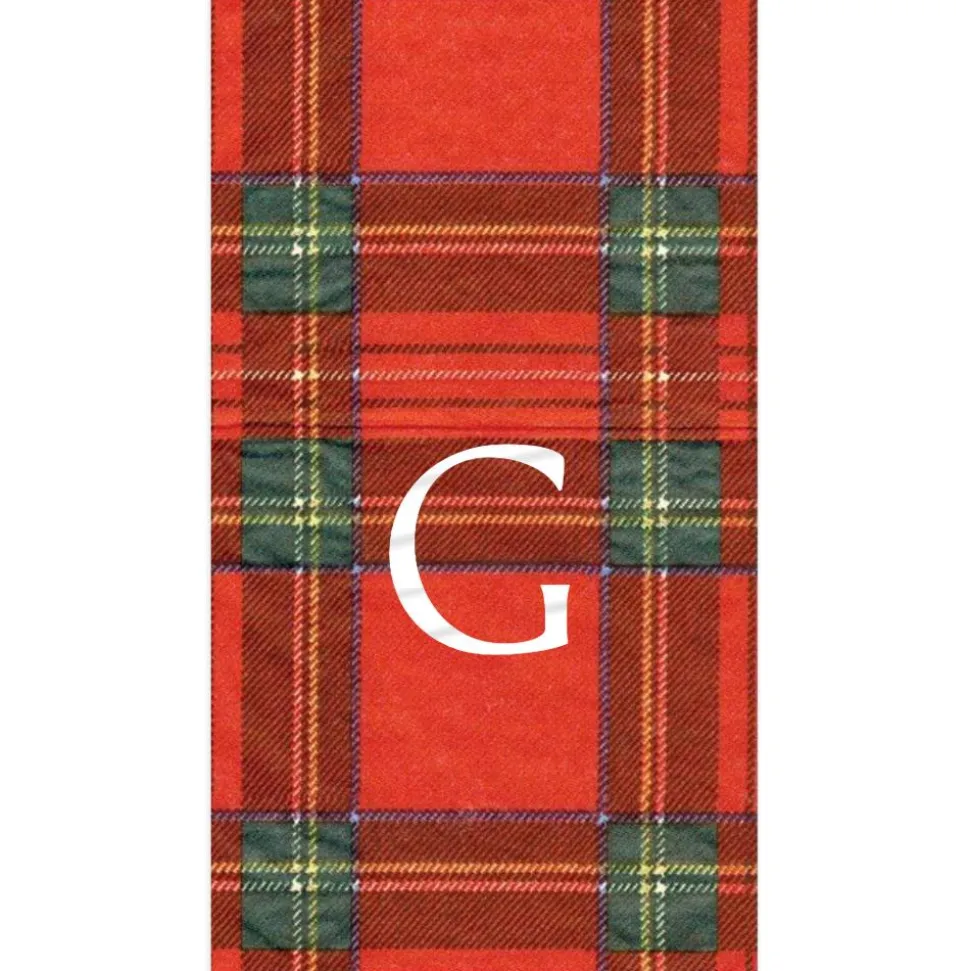 Personalized Single Initial Royal Plaid Guest Towel Napkins