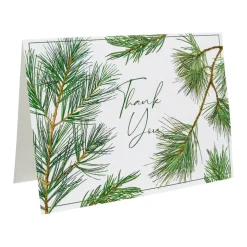 Pine Branches Thank You Notes - 8 Note Cards And Envelopes