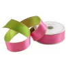 Pink & Green Reversible Satin Wired Ribbon - 10 Yard Spool