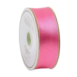 Pink & Green Reversible Satin Wired Ribbon - 10 Yard Spool