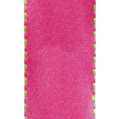 Pink & Green Reversible Satin Wired Ribbon - 10 Yard Spool