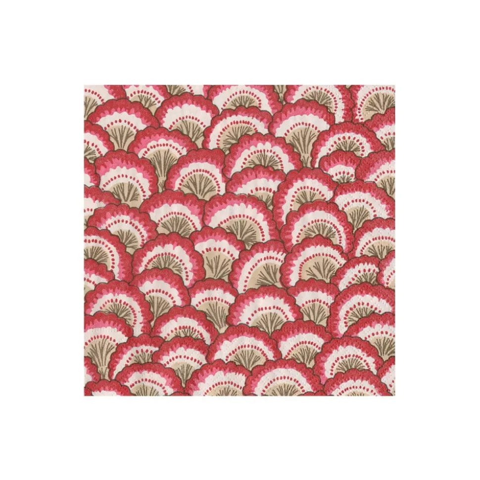 Pontchartrain Scallop Red Boxed Cocktail Napkins - 40 Per Box