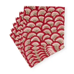 Pontchartrain Scallop Red Cocktail Napkins - 20 Per Package