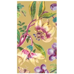 Porcelain Blooms Gold Guest Towel Napkins - 15 Per Package