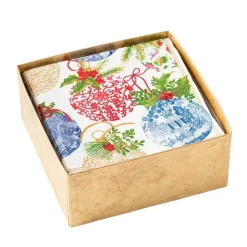 Porcelain Ornaments Boxed Paper Cocktail Napkins - 40 Per Box