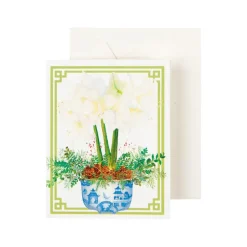 Potted Amaryllis Gift Enclosure Cards in Gold Foil - 4 Mini Cards & 4 Envelopes