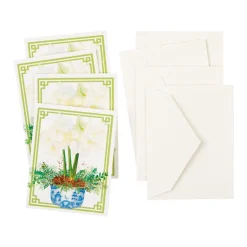 Potted Amaryllis Gift Enclosure Cards in Gold Foil - 4 Mini Cards & 4 Envelopes