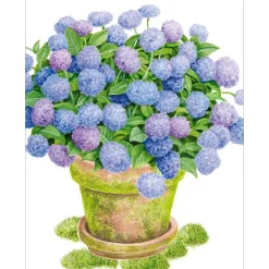 Potted Hydrangea Enclosure Cards & Envelopes - 4 Mini Cards & 4 Envelopes