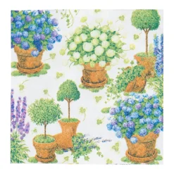 Potted Hydrangeas Cocktail Napkins - 20 Per Package