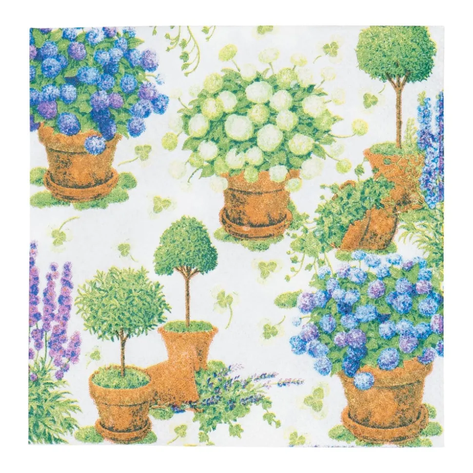 Potted Hydrangeas Cocktail Napkins - 20 Per Package