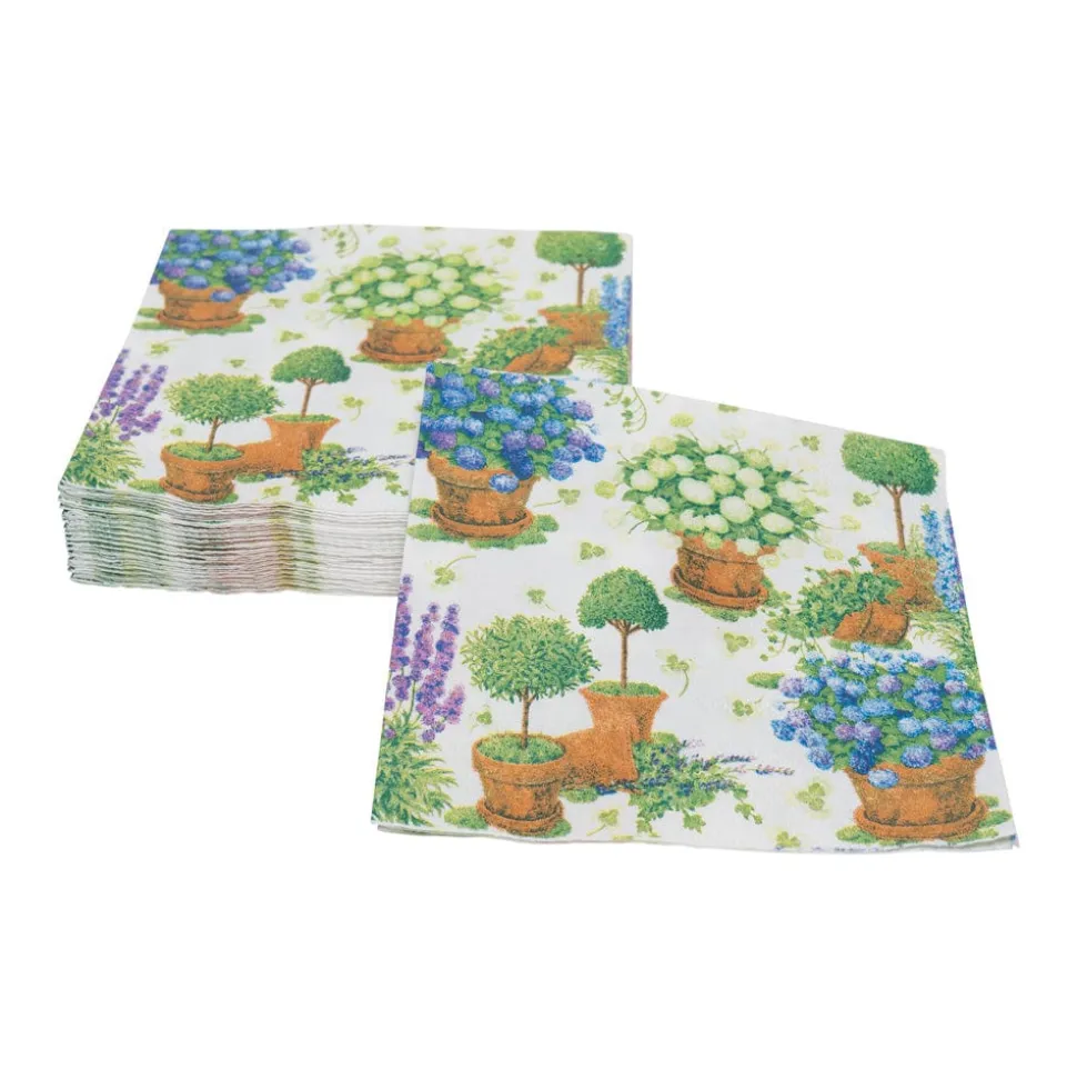 Potted Hydrangeas Cocktail Napkins - 20 Per Package