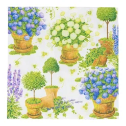 Potted Hydrangeas Luncheon Napkins - 20 Per Package