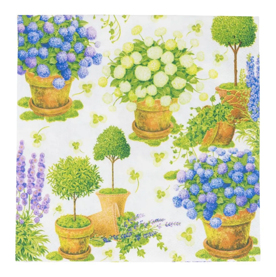 Potted Hydrangeas Luncheon Napkins - 20 Per Package