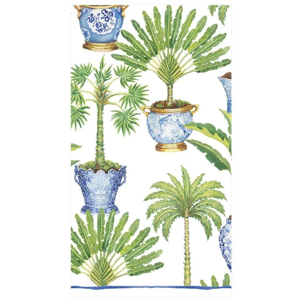 Potted Palms Paper Guest Towel Napkins in White - 15 Per Package